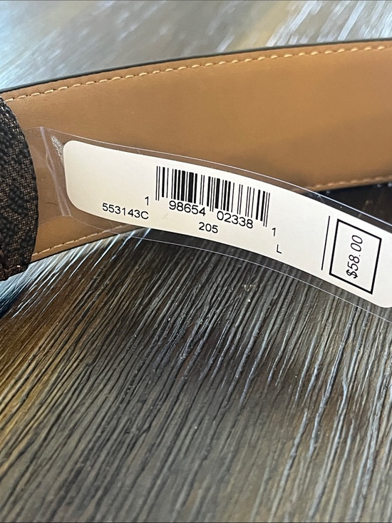 Michael Kors Brown Logo-Print Leather Belt with Gold Buckle main image 9